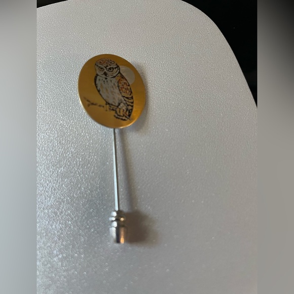 3 for $30 Vintage Reed & Barton Damascene Silver Gold Tone Owl Stick Pin Signed - Picture 8 of 8